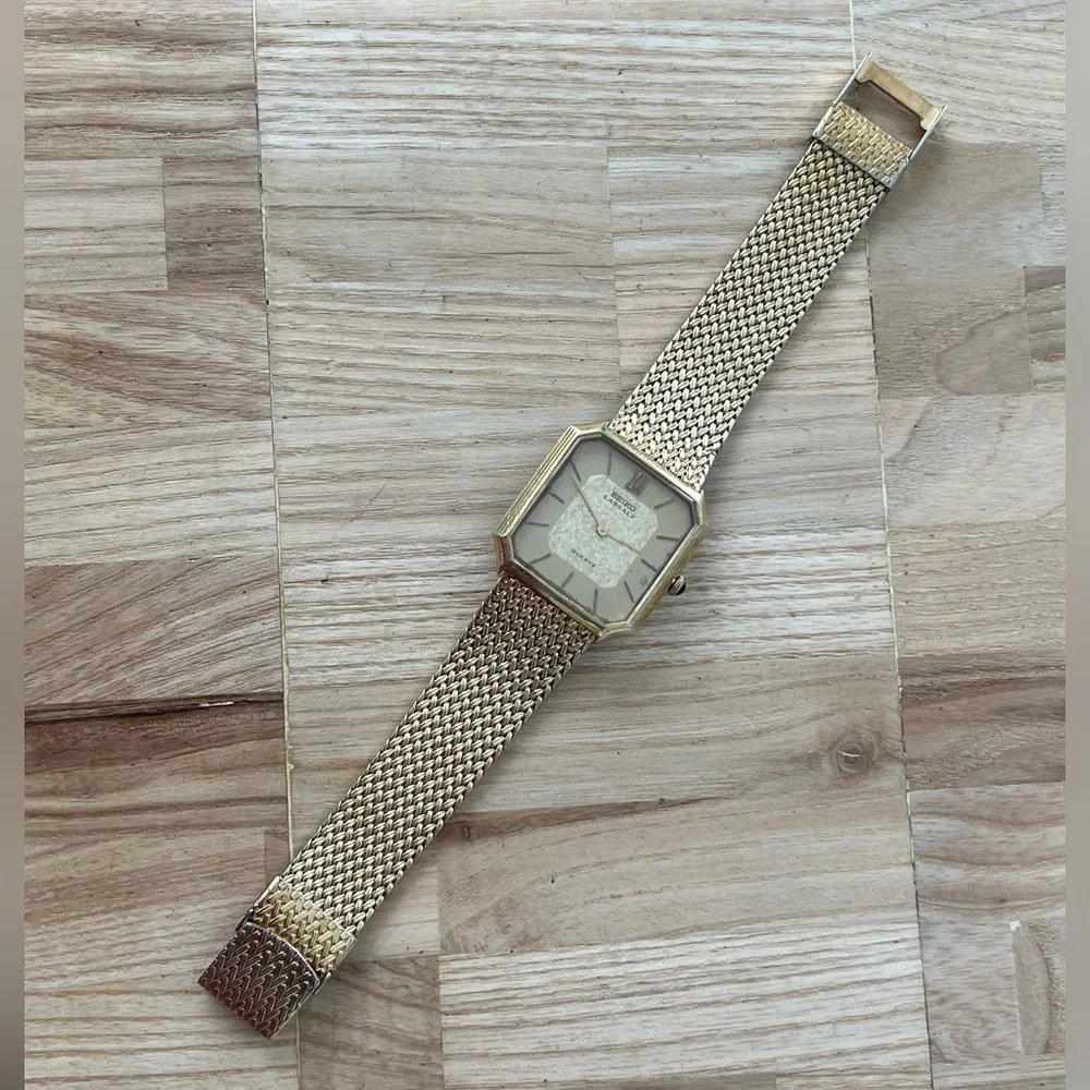 Seiko Lassale Ultra Rare Vintage Luxury Watch Gold Weave Bracelet Sparkling Dial